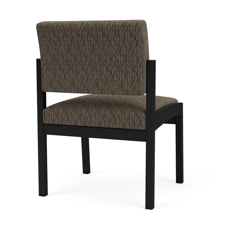 Lenox Steel Reception Waiting Armless Guest Chair / Black Steel / Brown