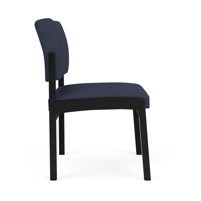 Lenox Steel Reception Waiting Armless Guest Chair / Black Steel / Blue