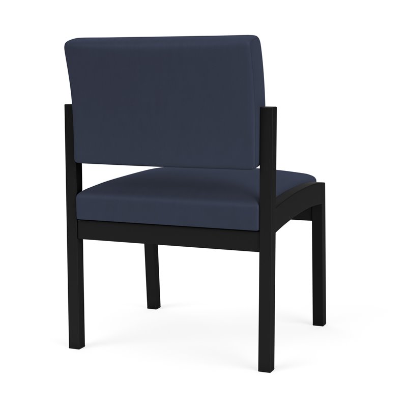 Lenox Steel Reception Waiting Armless Guest Chair / Black Steel / Blue