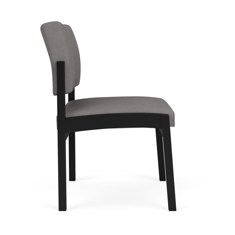 Lenox Steel Reception Waiting Armless Guest Chair / Black Steel / Light Gray