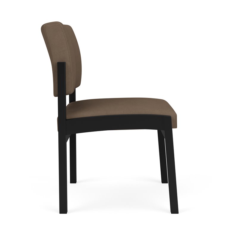 Lenox Steel Reception Waiting Armless Guest Chair / Black Steel / Brown
