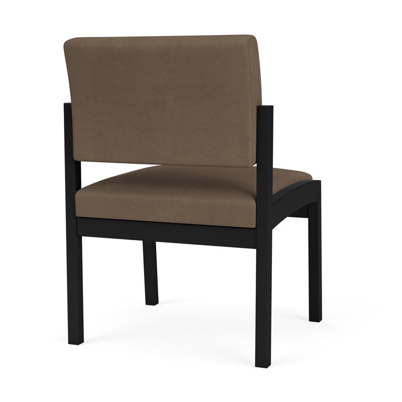Lenox Steel Reception Waiting Armless Guest Chair / Black Steel / Brown