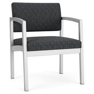 Lenox Steel Reception Waiting Oversize Guest Chair / Silver Steel / Dark Gray