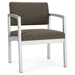 lesro lenox steel fabric oversize guest chair in silver/adler peppercorn