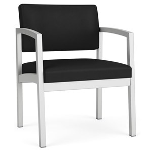 Lenox Steel Reception Waiting Oversize Guest Chair / Silver Steel / Black