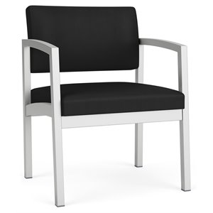lesro lenox steel polyurethane oversize guest chair in silver/castillo black