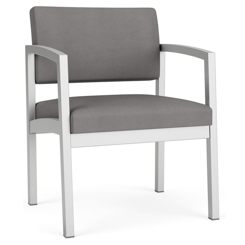 Lenox Steel Reception Waiting Oversize Guest Chair / Silver Steel / Light Gray