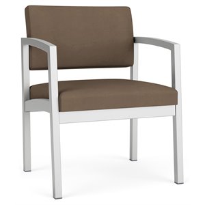 Lenox Steel Reception Waiting Oversize Guest Chair / Silver Steel / Brown