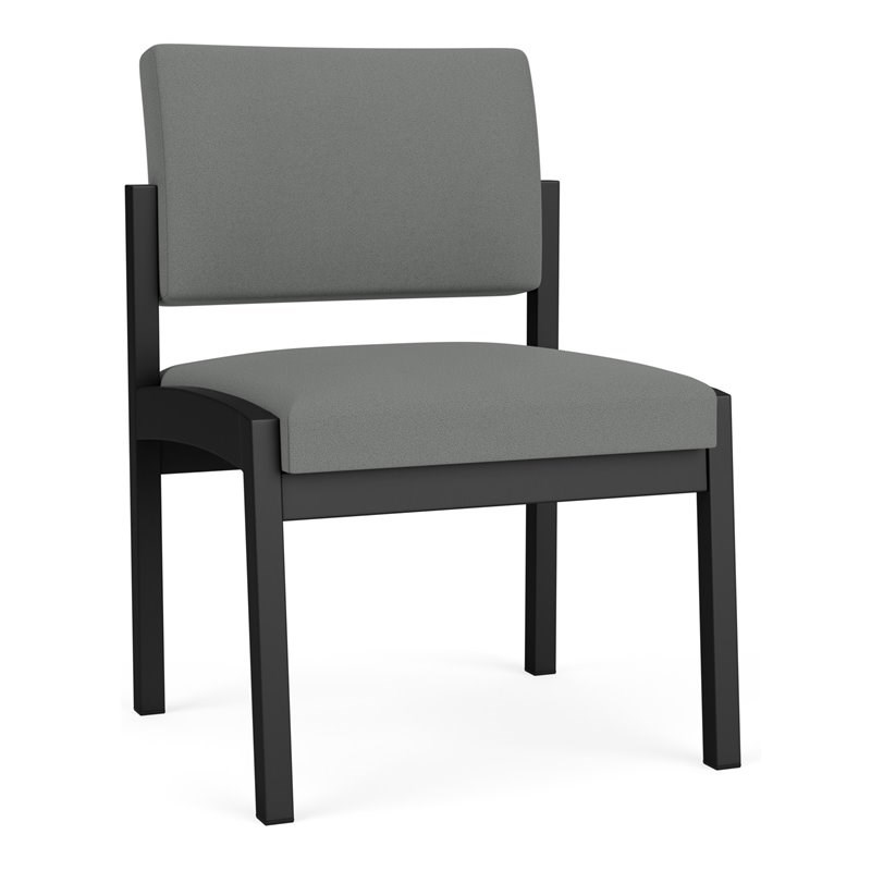 Lenox Steel Reception Waiting Armless Guest Chair / Black Steel / Light Gray