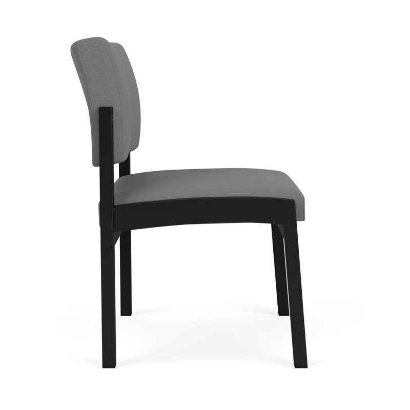 Lenox Steel Reception Waiting Armless Guest Chair / Black Steel / Light Gray
