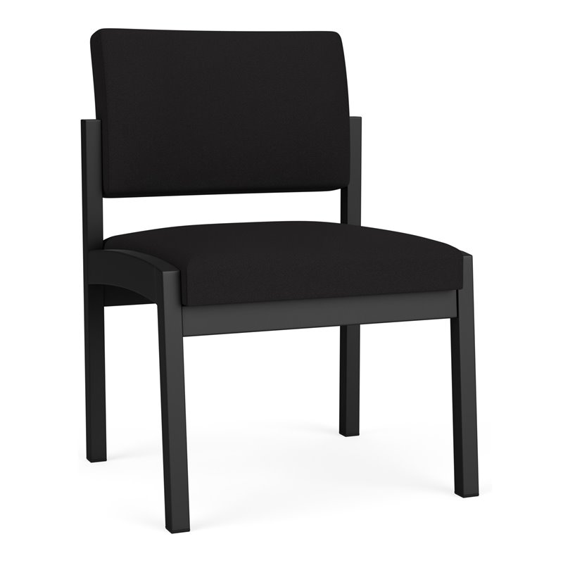 Lenox Steel Reception Waiting Armless Guest Chair / Black Steel / Black