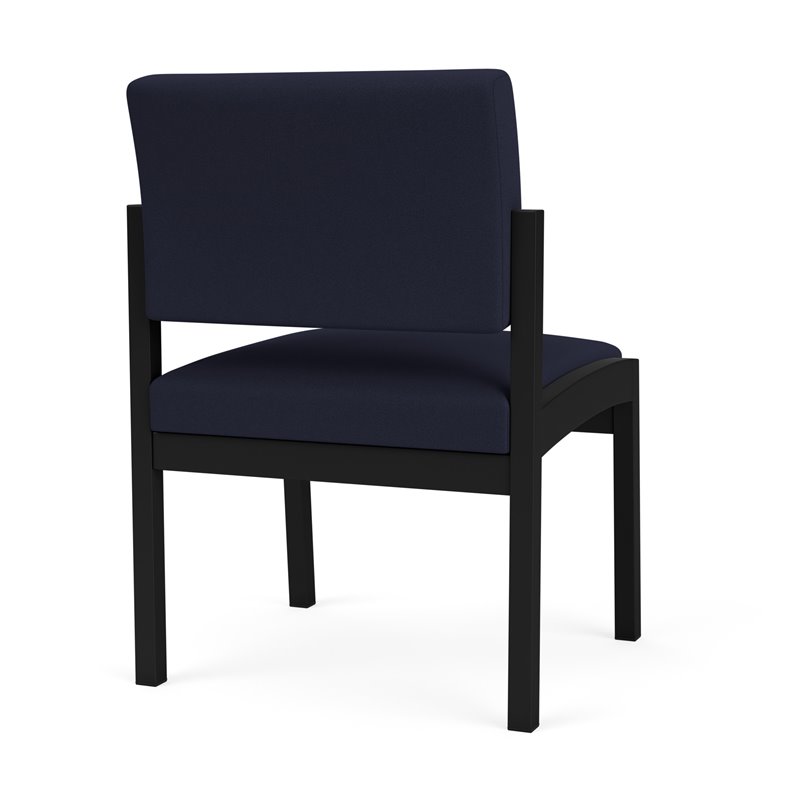 Lenox Steel Reception Waiting Armless Guest Chair / Black Steel / Navy Blue
