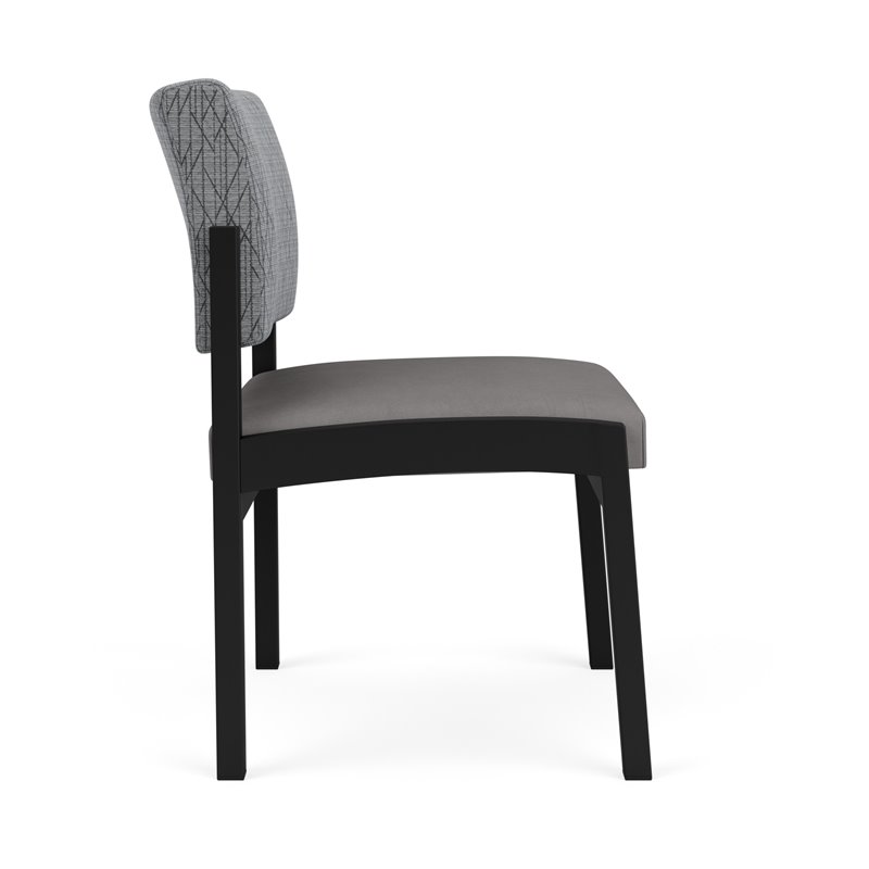 Lenox Steel Reception Waiting Armless Guest Chair / Black Steel / Gray / Gray