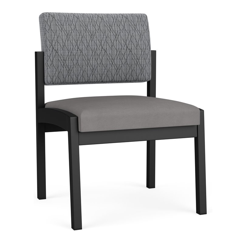 Lenox Steel Reception Waiting Armless Guest Chair / Black Steel / Gray / Gray