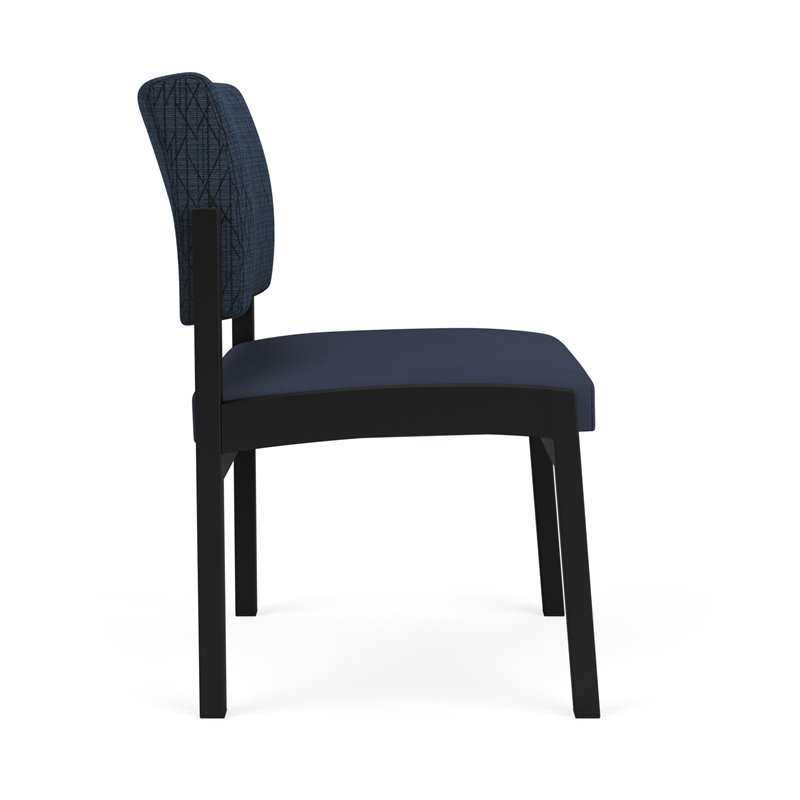 Lenox Steel Reception Waiting Armless Guest Chair / Black Steel / Blue / Blue