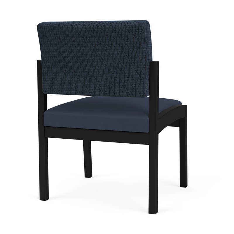 Lenox Steel Reception Waiting Armless Guest Chair / Black Steel / Blue / Blue