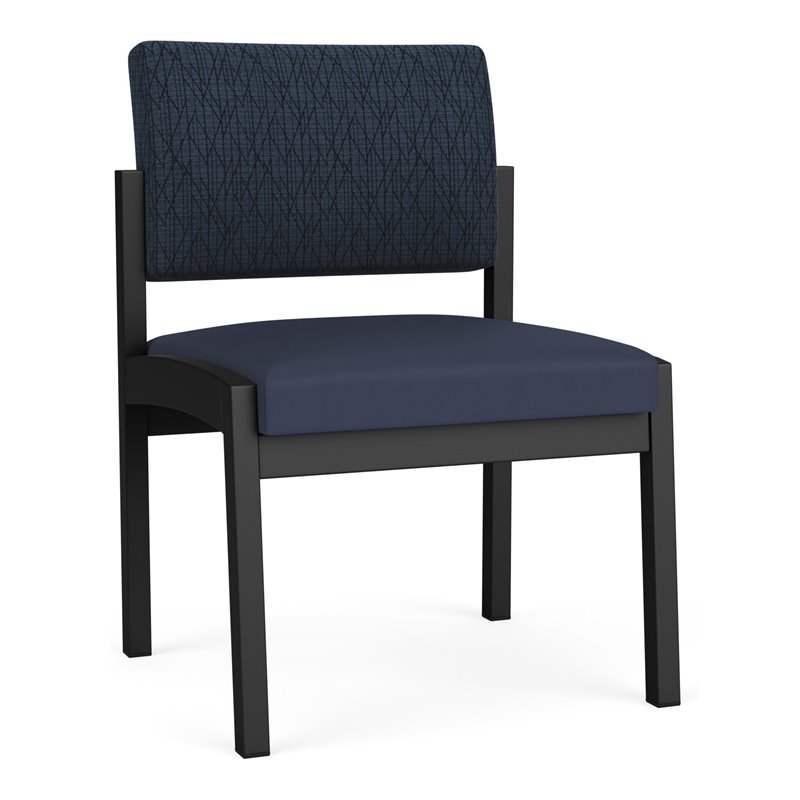 Lenox Steel Reception Waiting Armless Guest Chair / Black Steel / Blue / Blue