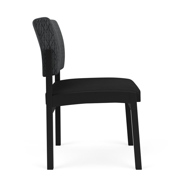 Lenox Steel Reception Armless Guest Chair / Black Steel / Dark Gray / Black