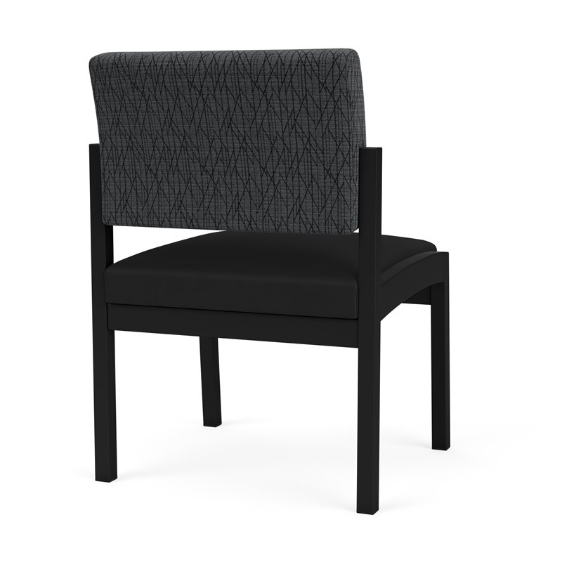 Lenox Steel Reception Armless Guest Chair / Black Steel / Dark Gray / Black