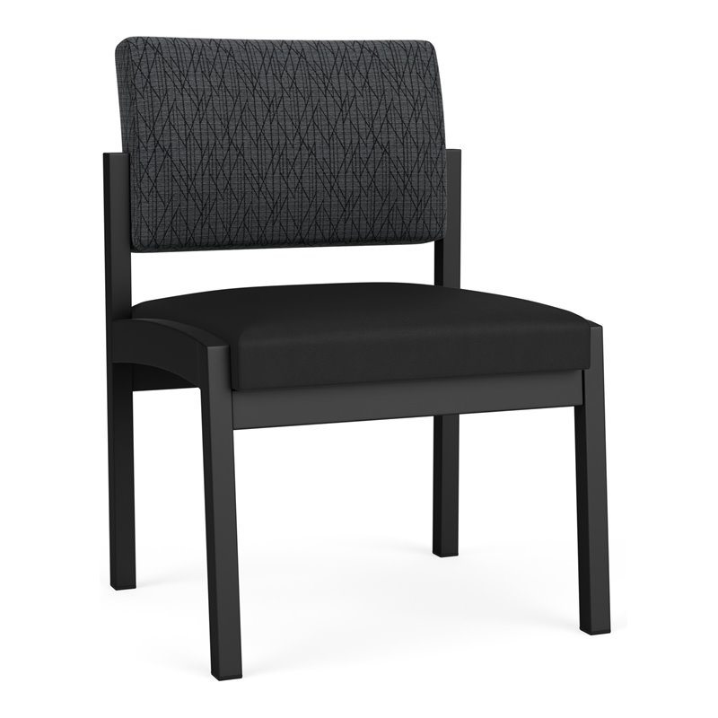 Lenox Steel Reception Armless Guest Chair / Black Steel / Dark Gray / Black