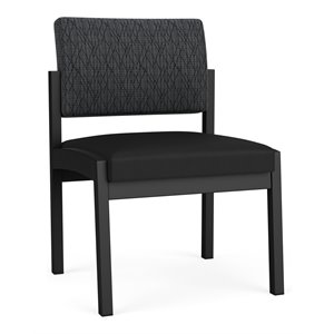 lesro lenox steel armless guest chair in black/adler nocturnal/castillo black