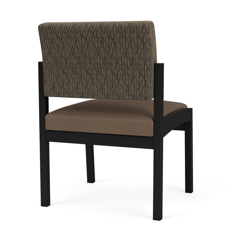 Lenox Steel Reception Waiting Armless Guest Chair / Black Steel / Brown / Brown