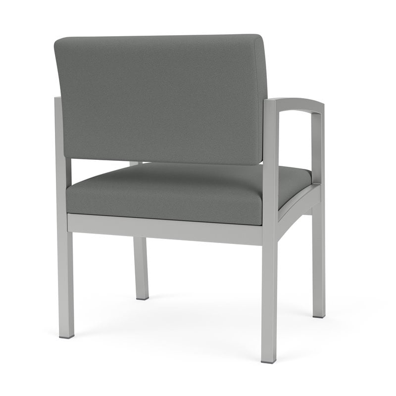 Lenox Steel Reception Waiting Oversize Guest Chair / Silver Steel / Light Gray