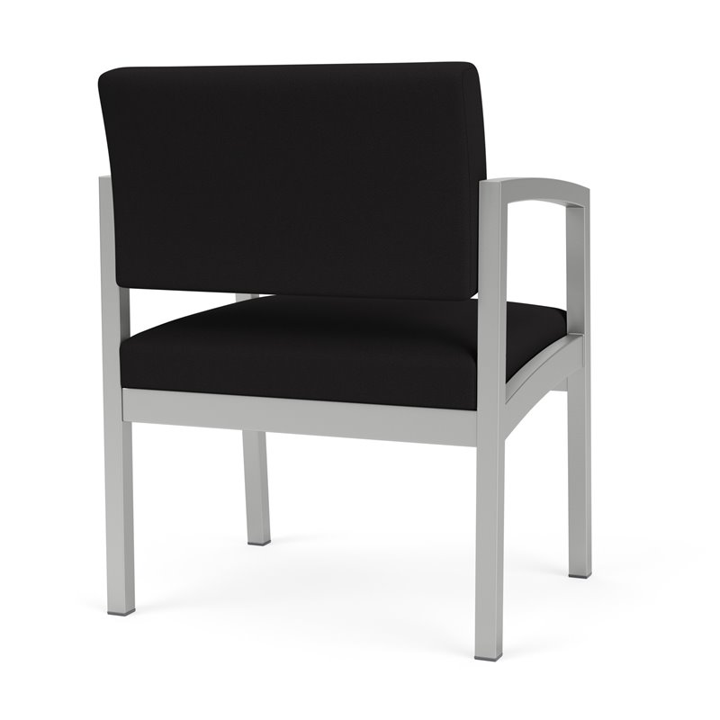 Lenox Steel Reception Waiting Oversize Guest Chair / Silver Steel / Black