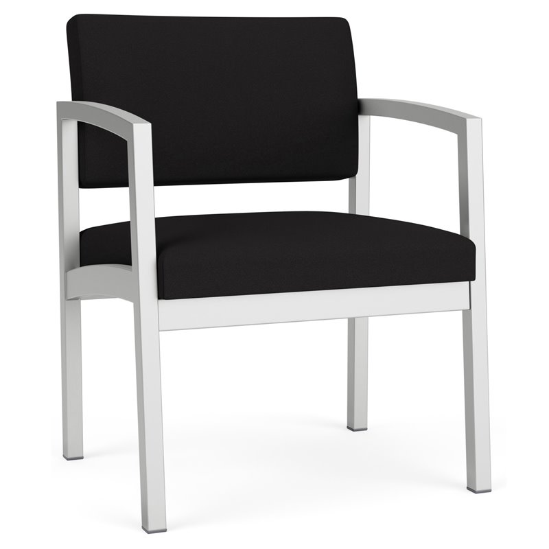 Lenox Steel Reception Waiting Oversize Guest Chair / Silver Steel / Black