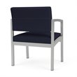 Lenox Steel Reception Waiting Oversize Guest Chair / Silver Steel / Navy Blue
