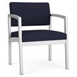 Lenox Steel Reception Waiting Oversize Guest Chair / Silver Steel / Navy Blue