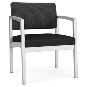 lesro lenox steel oversize guest chair in silver/adler nocturnal/castillo black