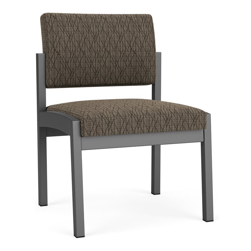 Lenox Steel Reception Waiting Armless Guest Chair / Charcoal Steel / Brown