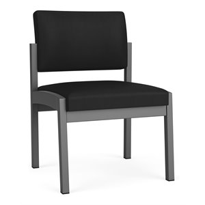 Lenox Steel Reception Waiting Armless Guest Chair / Charcoal Steel / Black