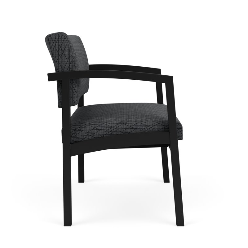 Lenox Steel Reception Waiting Bariatric Chair / Black Steel / Dark Gray