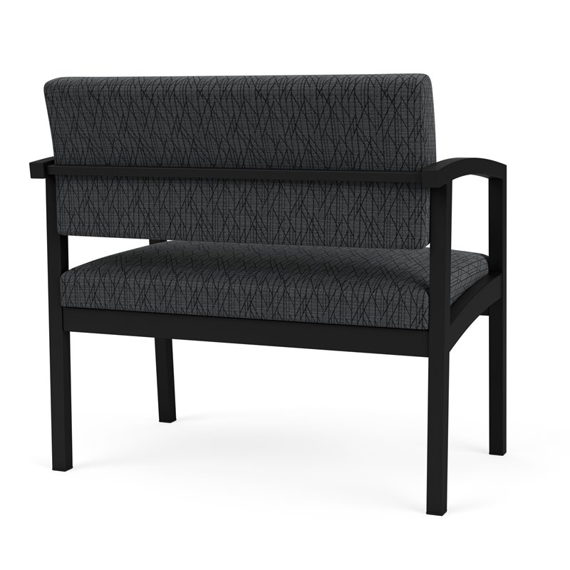 Lenox Steel Reception Waiting Bariatric Chair / Black Steel / Dark Gray