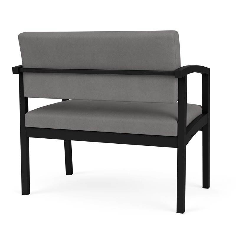 Lenox Steel Reception Waiting Bariatric Chair / Black Steel / Light Gray