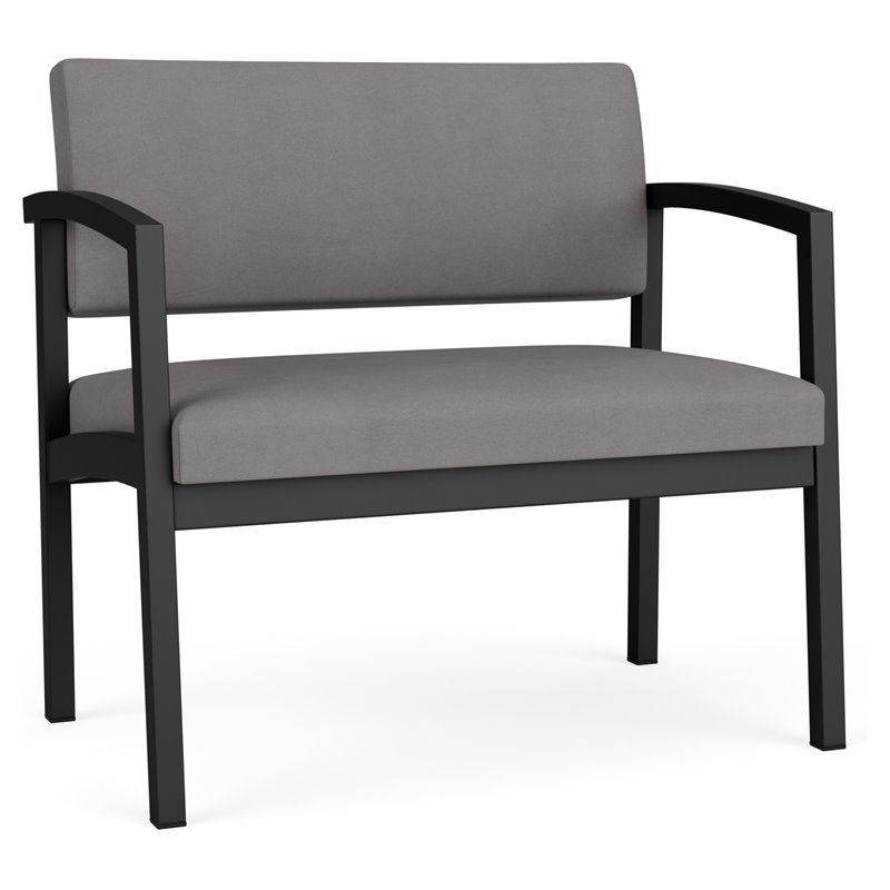 Lenox Steel Reception Waiting Bariatric Chair / Black Steel / Light Gray