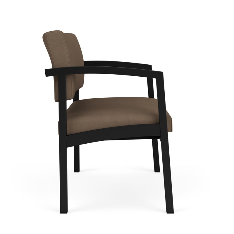 Lenox Steel Reception Waiting Room Bariatric Chair / Black Steel / Brown