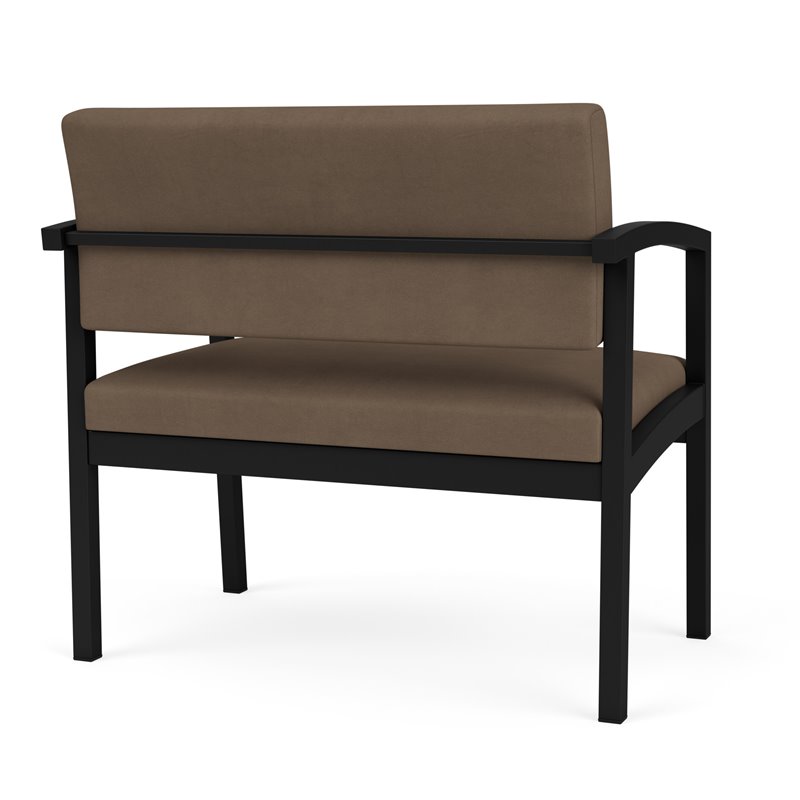 Lenox Steel Reception Waiting Room Bariatric Chair / Black Steel / Brown