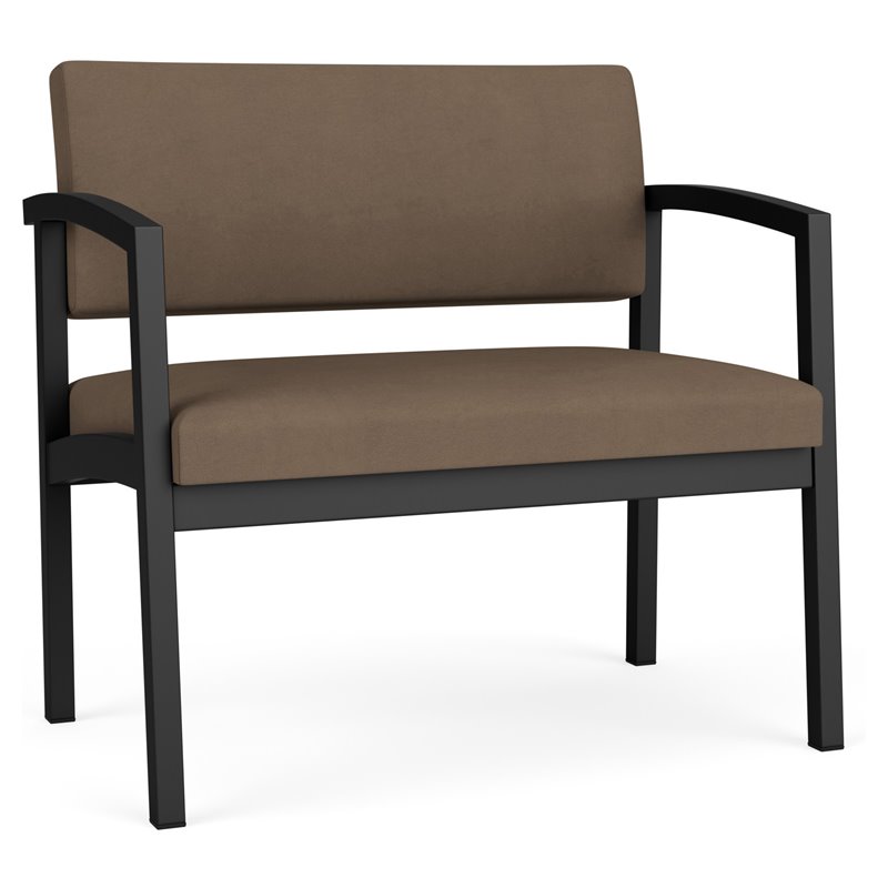 Lenox Steel Reception Waiting Room Bariatric Chair / Black Steel / Brown