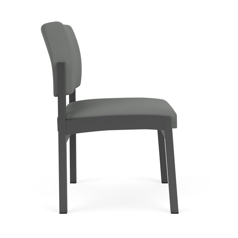 Lenox Steel Reception Waiting Armless Guest Chair / Charcoal Steel / Light Gray