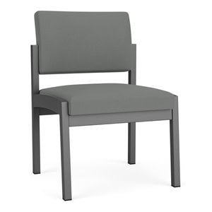 lesro lenox steel fabric armless guest chair in charcoal/open house asteroid