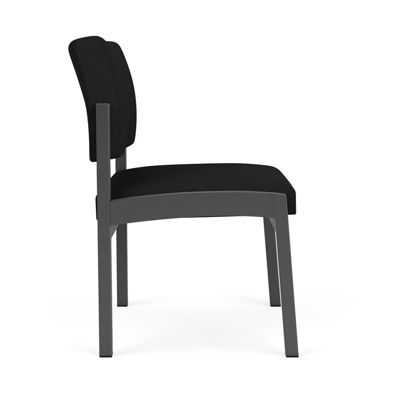 Lenox Steel Reception Waiting Armless Guest Chair / Charcoal Steel / Black