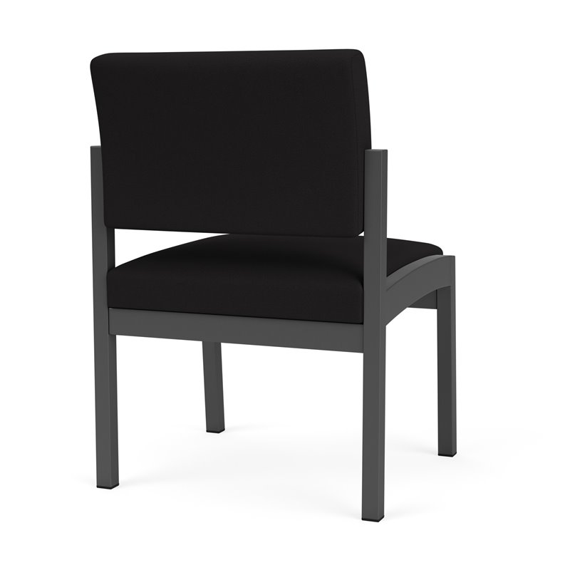 Lenox Steel Reception Waiting Armless Guest Chair / Charcoal Steel / Black