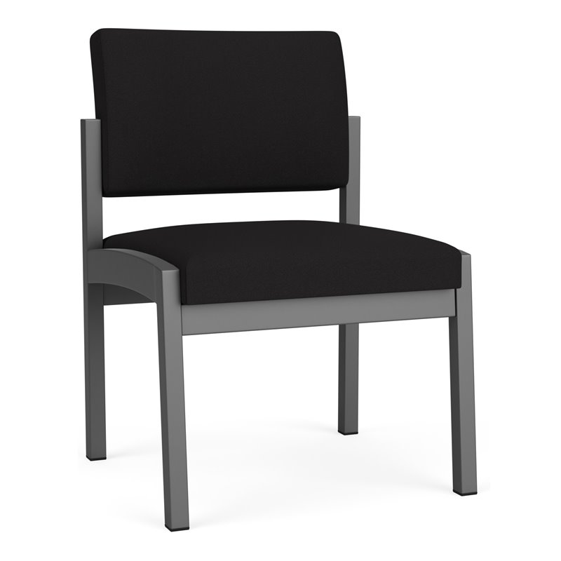 Lenox Steel Reception Waiting Armless Guest Chair / Charcoal Steel / Black