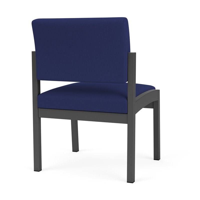 Lenox Steel Reception Waiting Armless Guest Chair / Charcoal Steel / Blue