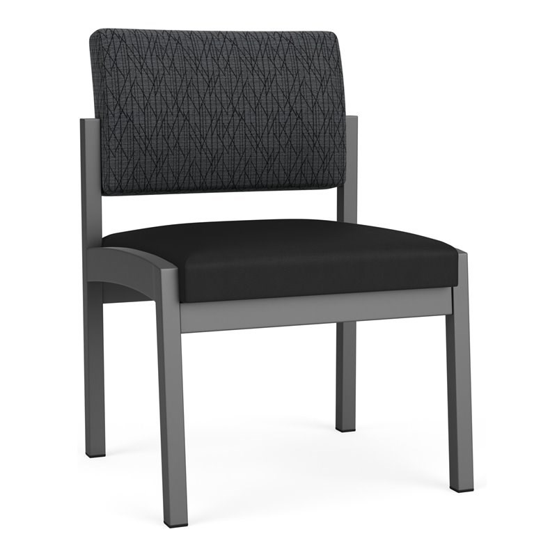 Lenox Steel Reception Armless Guest Chair / Charcoal Steel / Dark Gray / Black