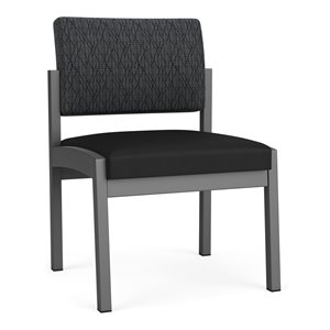 lesro lenox steel armless guest chair in charcoal/adler nocturnal/castillo black