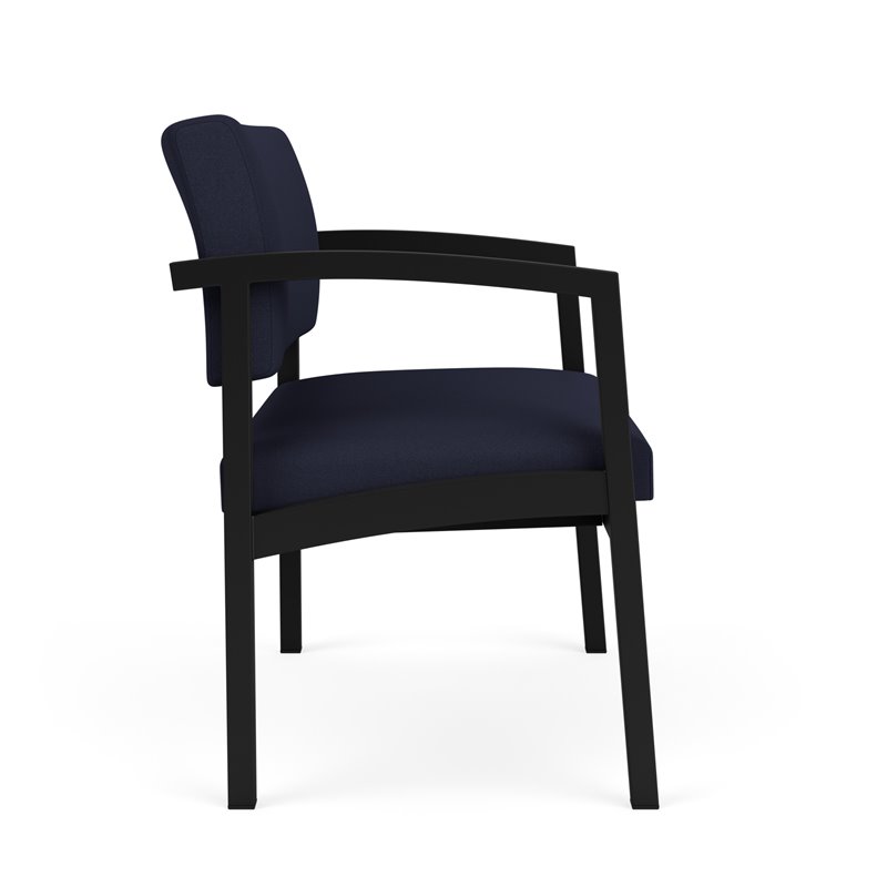Lenox Steel Reception Waiting Bariatric Chair / Black Steel / Navy Blue